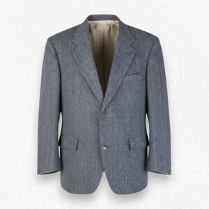 90s Vintage Bill Blass Gray Tweed USA Made Wool Single Breasted Blazer Size 44R